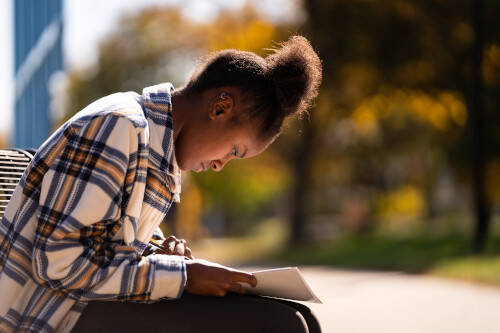 Student reading a book